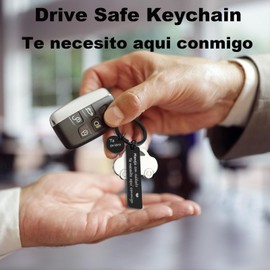 Drive Safe Keychain, Te necesito aqui conmigo Spanish Pendant I Love You Keyring Christmas Gifts for Boyfriend Husband（Black）