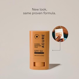 Acure | Barra de Protector Solar Invisible FPS 50 | Con vitamina E, para todo tipo de piel | Libre de Crueldad, 15 g