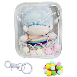 Town Wave Plush Case, Carrying Bag, Sewn Pouch, Decorative, Outing, Showing Bag, Clear Bag, Double-Sided Transparent, Dustproof, Outing, Painful Bag, For Stuffed Toys, Pushing Activity, Includes Pom