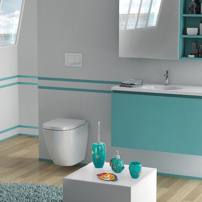 Gedy Dori Resin Soap Dish, Turquoise, 11 x 17.5 x