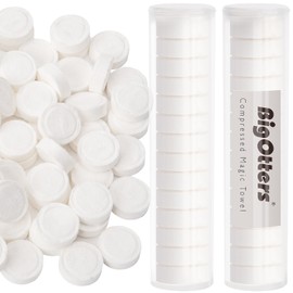 BigOtters Compressed Towels, 100PCS Disposable Towel Thicker Camping Wipes Portable Towels with Tube Containers for Home Beauty Outdoors Hiking