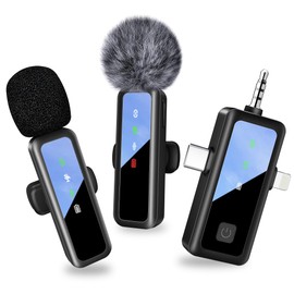 dralud 3 in 1 Wireless Lavalier Microphone for iPhone, Mini Lapel Mic with Mute/Reverb/Noise Reduction, for Android Phone, Camera, PC, Laptop, Video Recording, Streaming, Interview, Vlogs,100ft Range