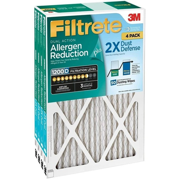Filtrete Dual-Action Micro Allergen Plus 2X Dust Defense Filter 20x20x1 (4-pk.