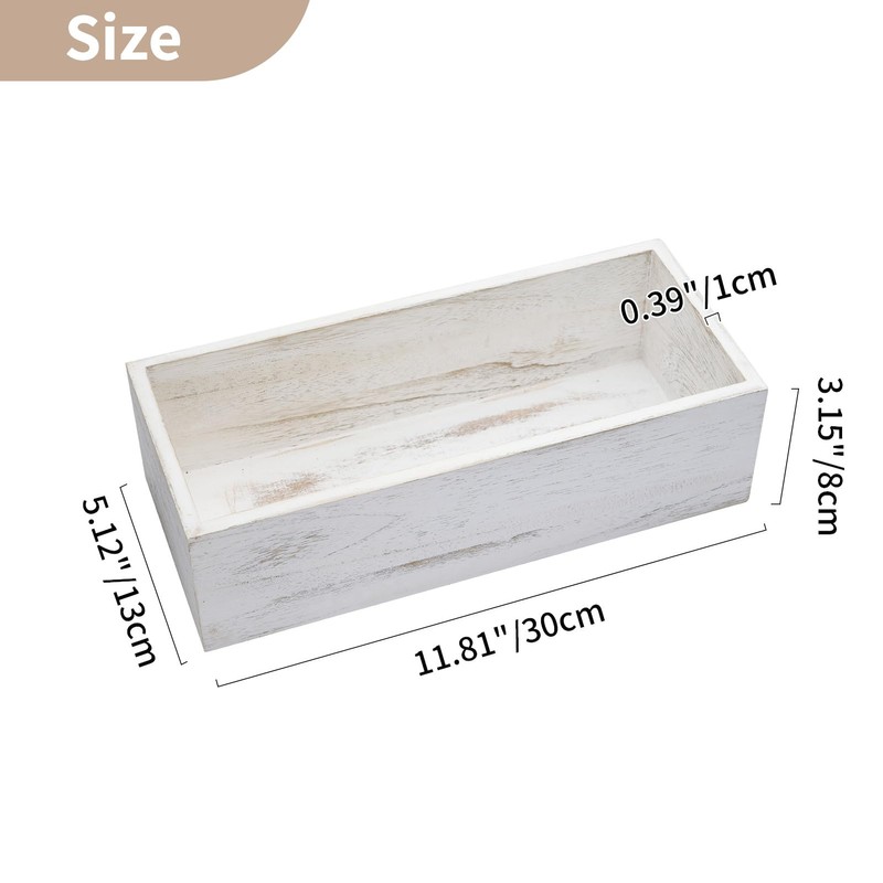 NUPTIO Flower Box Rectangle Centerpieces: 2 Pcs 11.8" Long Wood