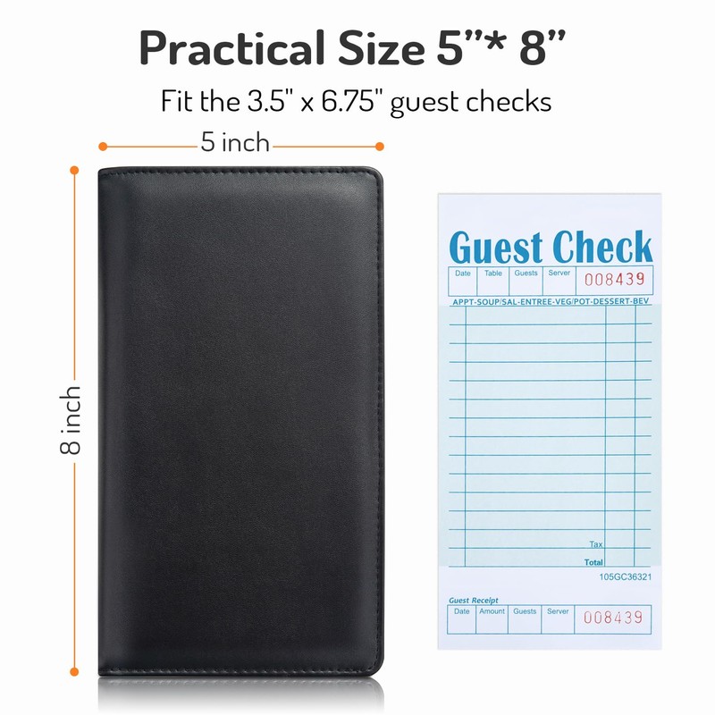 Server Book with 2 Zipper Pockets, Leather Server Books for