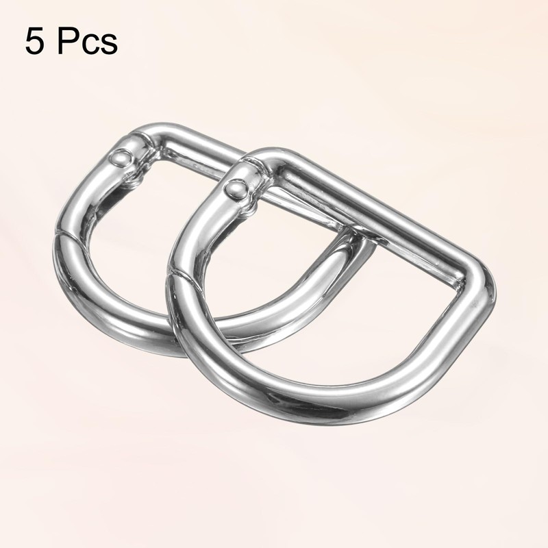 sourcing map 5pcs Metal D Ring Spring Key Hooks 0.87"
