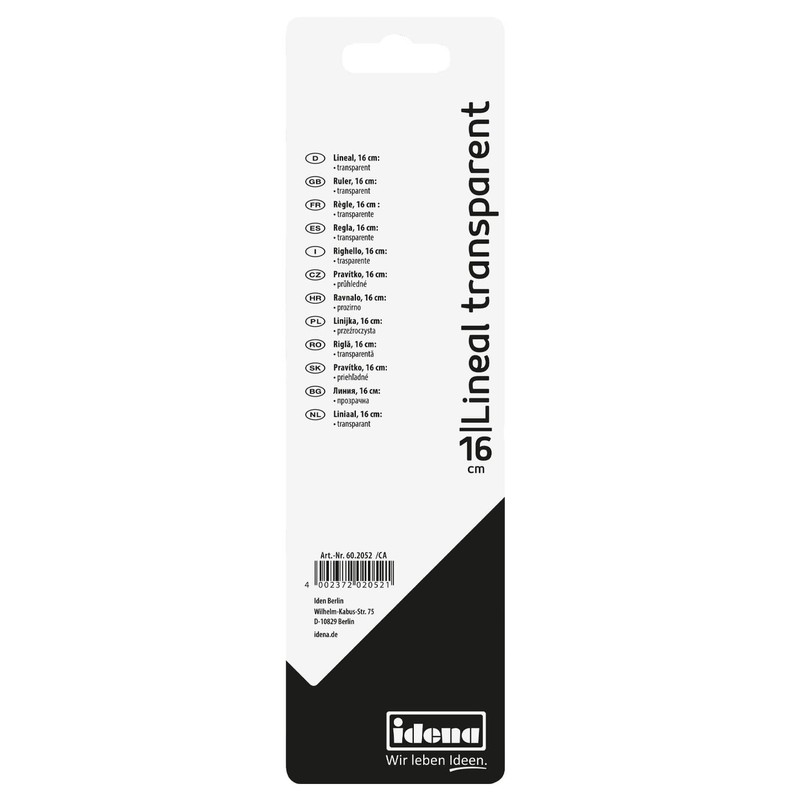 IDENA 602052 Ruler 16 cm Plastic Transparent