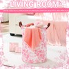 CroBlissful 2 Pcs Pink Floral Laundry Basket Coquette Storage Basket
