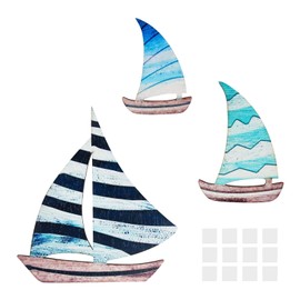 YGKYMVW Pack of 3 Sailing Boat Wall Decoration Maritime Style Wood Look Sailboat Wall Decoration Boat Wall Decoration Beach Decorations for Living Room Bedroom Hallway Holiday Home