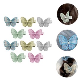 BIUDECO 10Pcs Butterfly Hairpins for Pearl Hair Accessories with Alligator Clips Non Slip Barrettes for Birthday Party Christmas and Everyday Styling
