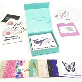 Set de 50 Tarjetas de Afirmaciones Positivas, Motivaciones Diarias para Mujer, Afirmaciones Diarias para Mujer, Tarjetas de Atención Plena, Tarjetas Inspiradoras, Cartas al Universo Diario de Gratitud