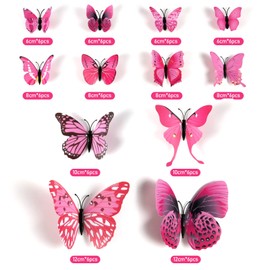 72 Pieces Butterfly Wall Stickers, Butterflies Decorative, 3D with Magnetic Butterfly Wall Stickers, Removable Butterfly Stickers, Ideal for Home, Classroom, Party
