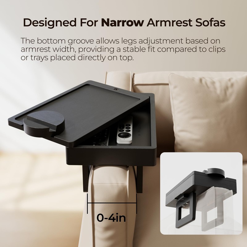 Wealone Mini Couch Arm Table for Narrow Armrest, Bamboo Sofa