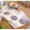 Inhobbok Table Runner Light Grey Dahlia Flower Linen Modern Attractive