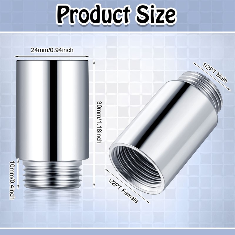 Amylove 2 Pcs Shower Head Extension Arm Stainless Steel Shower
