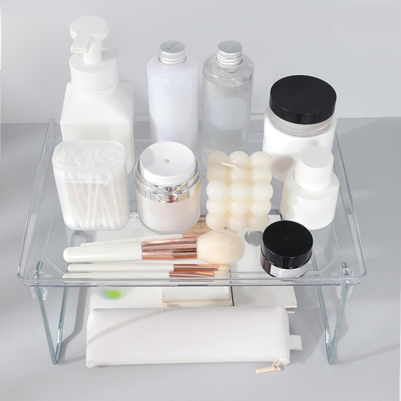 Jenngaoo Transparent Storage Shelf，Transparent Acrylic Foldable Desktop Organizer Multifunctional Space