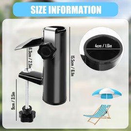 Fonyet Parasol Holder Balcony Railing Adjustable Parasol Holder Attachment Balcony Metal Umbrella Holder Parasol Stand for Balcony, Patio or Table, Camping