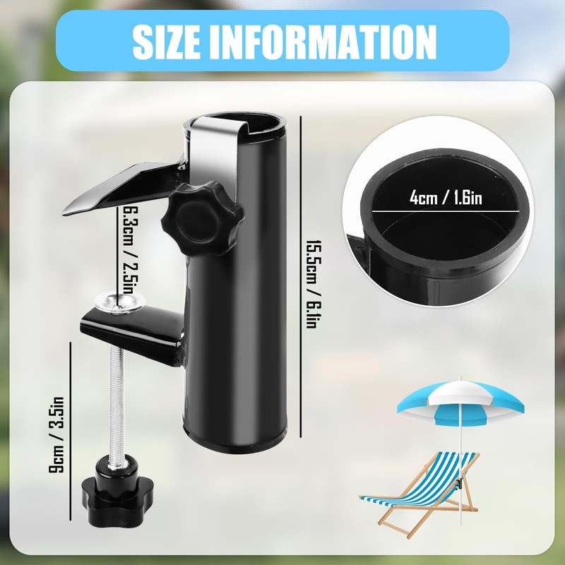 Fonyet Parasol Holder Balcony Railing Adjustable Parasol Holder Attachment Balcony