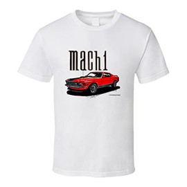 1970 Red Mustang Mach 1 Fastback Musclecar Gift T Shirt XL White