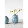 Creative Co-Op Terra-Cotta Floral Pattern, Distressed Blue Vase, 5" L