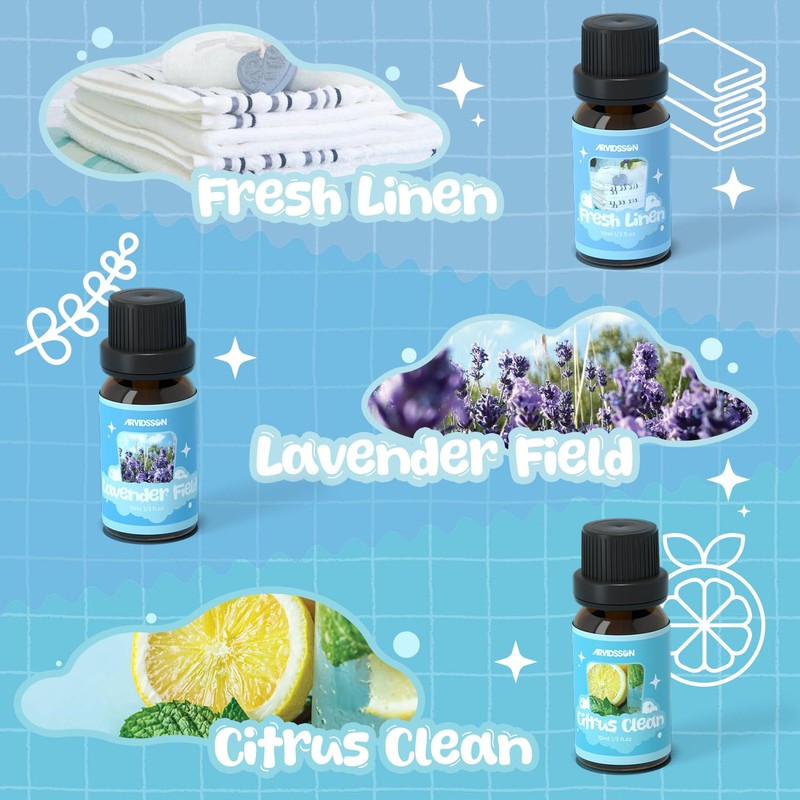 ARVIDSSON Laundry Collection Essential Oil Set, Natural Clean Essential Oils