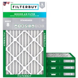 Filterbuy 12x20x2 Air Filter MERV 8 Dust Defense (4-Pack), Pleated HVAC AC Furnace Air Filters Replacement (Actual Size: 11.50 x 19.50 x 1.75 Inches)