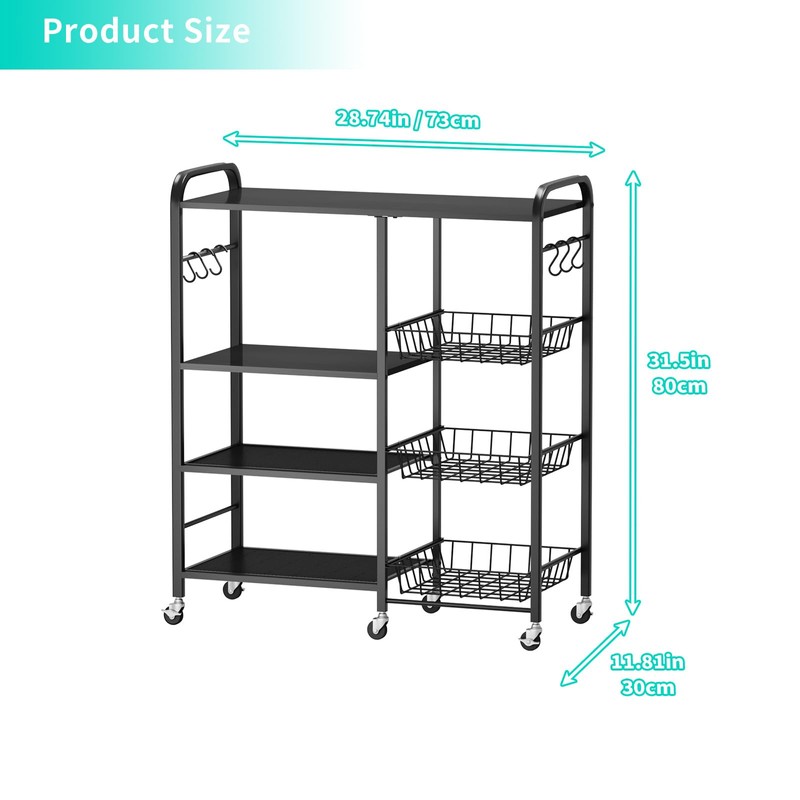 HapiRm Rolling Kitchen Microwave Cart - 4 Tier Microwave Table