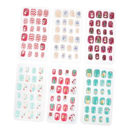IWOWHERO 144pcs Christmas Fake Nails for Boys and Girls Full Cover Press Nail Art Festive Designs for Holiday Parties Easy Application for Girls Cute Christmas Supplies