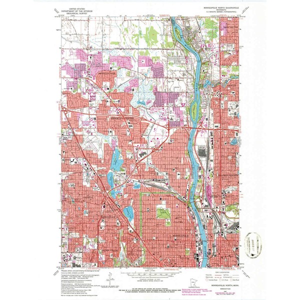 YellowMaps Minneapolis North MN topo map, 1:24000 Scale, 7.5 X