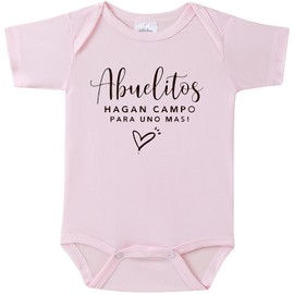 Pregnancy Announcement Gift,Abuelitos Hagan Campo Para Uno Mas Spanish Pregnancy Announcement Infant Bodysuit,Coming Soon Announcement Reveal Ideas for Grandparents,Husband,Aunt(0-3 month,Blush)