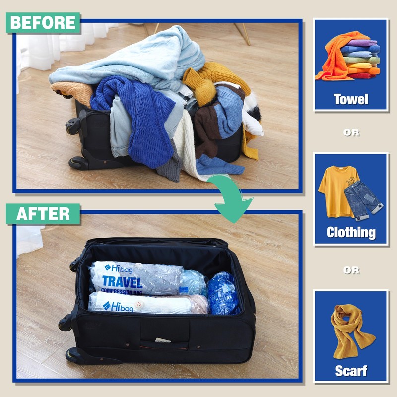 Travel Zipper Storage Bags, Travel Essentials Roll Up Compression Bags