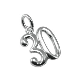 jewellerybox Sterling Silver 30th Birthday Number Charm