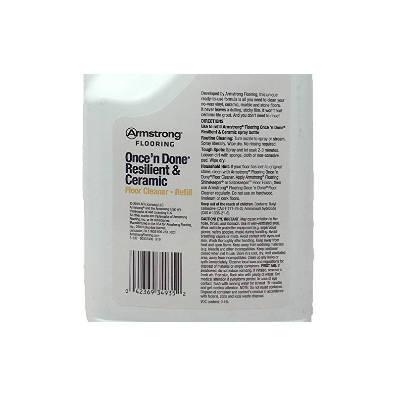 Armstrong S-337 Once'n Done Resilient & Ceramic Cleaner Refill Ready