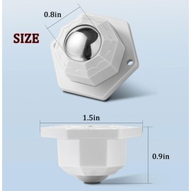 Drcoevo Self Adhesive Mini Caster Wheels for Small Kitchen Countertop Appliances, Appliance Sliders, 360°Rotation Swivel Stainless Steel Rollers for Furniture Storage Bins Trash Can White 8PCS
