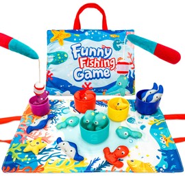 Fishing Game Toddler Sensory Toys Montessori Toy for 1-3 Birthday Gift 23pcs Sea Animal Cloth Fish Game for kids 1 Year Old with 2 Fishing Pole Number Counting Color Sorting Shape Learning Baby Gifts