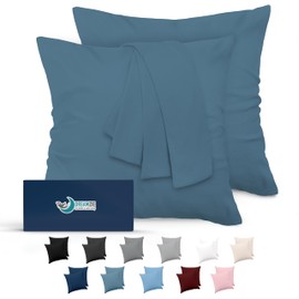 Dreamzie Pillowcase, 80 x 80 cm, Blue, Set of 2, Microfibre, Oeko-Tex Certified, Soft