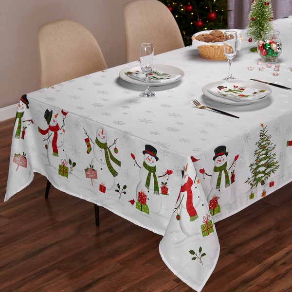 Kadut Christmas Tablecloth, Snowman (60 x 84 Inch) for 5