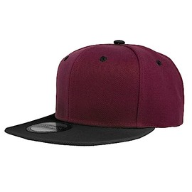 Gelante Snapback Hats for Men - Flat Bill Brim Baseball Cap Hat - Plain Blank Adjustable 1500-1PC Burgundy/Black