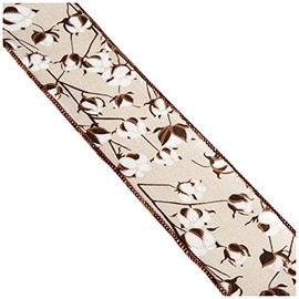 Expressions 2.5" x10yd Cotton Pods Ribbon Brown, Cream, White