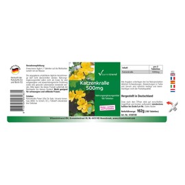 Cat Claw 500 mg - 180 Tablets Uña Da Gato for 3 Months - Bulk Pack - Vegan | Vitamintrend®