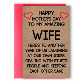 Ziwenhu Rude Wife Mother's Day Card from Husband, Funny Mothers Day Gifts Idea for Wife,Humor Mother's Day Card for Women,Unique Gifts for Mothers Day