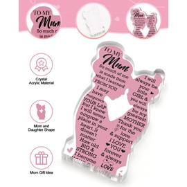 Blumuze Mum Gifts, Acrylic Plaque Gifts for Mum, Mum Birthday Gifts from Daughter, Mother and Daughter gifts,Christmas Mothers Day Anniversary Wedding Gifts for Mum, Presents for Mum Mummy
