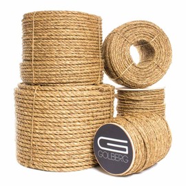 Twisted Manila Hemp Rope (1/4 Inch x 100 Feet) - Thick Heavy-Duty Rope