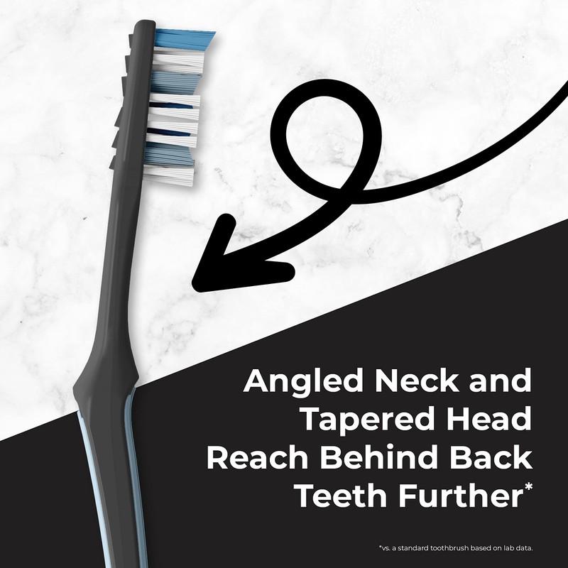 REACH Advanced Design Toothbrush with Toothbrush Cap, Angled Neck, Medium