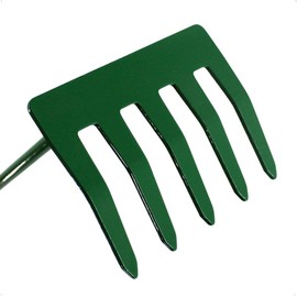 Rekord Powder Coated Steel Cemetery Tool with 5 Prongs and Blade Total Length 30 cm Ideal Combination of Rake & Spade, Hand Rake, Flower Rake, Hand Hoe