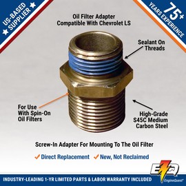 LS V8 4.8, 5.3, 6.0 & 6.2L Oil Filter Adapter (2006-2019) | Replaces OE Part #12600225 | New Sold Indvidually