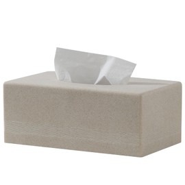 Haocoott Tissue Box Cover Rectangle, Resin Facial Tissues Holder Covers Rectangular Toilet Paper Holder Case Dispenser Home Decorative for Bathroom Kitchen Bedroom Living Room Office (Beige)