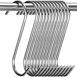 12 Pcs Stainless Steel Meat Hooks, 8 Inch S Shaped for Hanging Bacon, Sausage, Ribs, Drying, Grilling BBQ Market