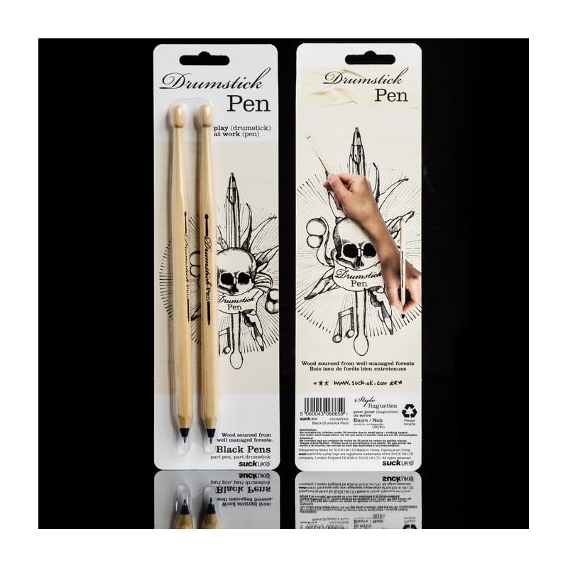 Suck UK | Drumsticks Ballpoint Pens | Set of Black