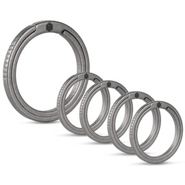 KeyUnity Titanium Keychain, Outer Diameter 17.5 mm/25 mm/33 mm, Carabiner, Lightweight, Rust-Resistant, High-Strength, Round Ring, Silver, Durable, Stylish, Handmade, Craft Parts, Car/Bicycle/Home Key